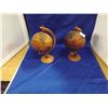 Image 1 : 2 WOODEN PUZZLE GLOBES ON STAND
