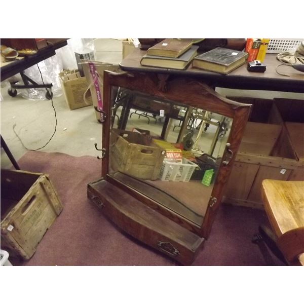 1 ANTIQUE MIRROR AND STAND