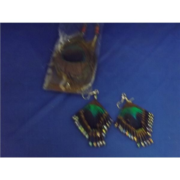 SET OF PEACOCK FEATHER EARINGS
