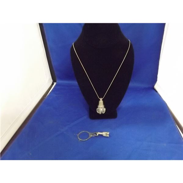OIL RIG DRILL BIT PENDANT AND KEY CHAIN SET