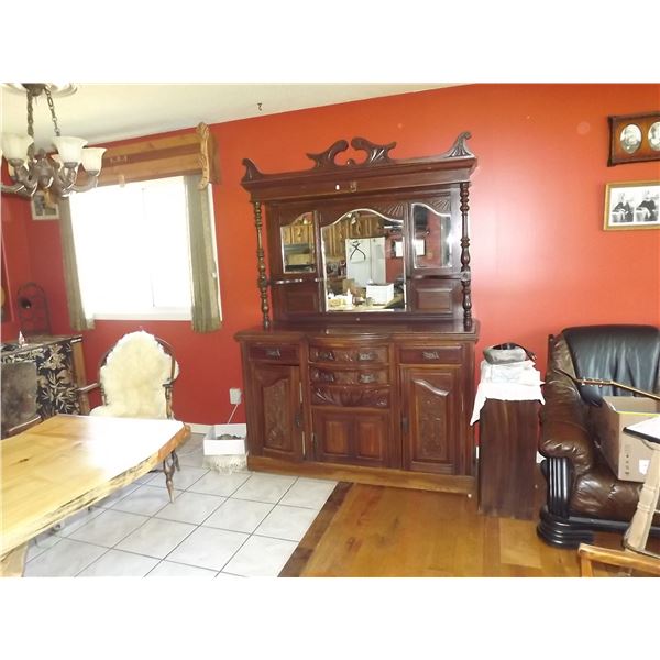 ANTIQUE SCOTTISH BUFFEE WITH 3 BELELVED MIRROR