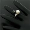Image 3 : Solid Platinum Tahitian Black White Pearl Marquise Diamond Bypass Cocktail Ring