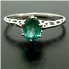 Image 2 : 14k White Gold 1.38 ctw Prong Set Oval Cut Emerald Filigree Solitaire Ring