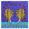 Image 1 : Britto, "Gemini Girls (White)" Hand Signed Limited Edition Giclee on Canvas; Aut
