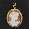 Image 2 : Vintage 14k Yellow Gold Carved Shell Cameo Dual Twisted Wire Brooch Pin Pendant
