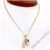 Image 2 : 14kt Yellow White and Rose Gold Dual Baby Shoe Pendant Necklace w/ 5 Round Diamo