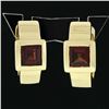 Image 2 : 14k Yellow Gold 2.50 ctw Square Step Cut Brownish Red Garnet Cuff Huggie Earring