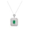 Image 2 : 2.85 ctw Emerald and Diamond Pendant With Chain - 18KT White Gold