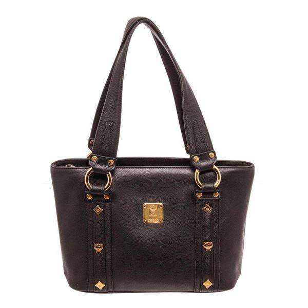 MCM Black Leather Tote Bag