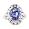Image 2 : 7.72 ctw Tanzanite And Diamond Ring - 14KT White Gold