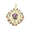 Image 1 : 0.76 ctw Ruby And Diamond Pendant-Pin - 18KT Yellow And White Gold