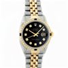 Image 2 : Rolex Mens 2 Tone Black Diamond & Sapphire 36MM Oyster Perpetual Datejust