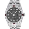 Image 1 : Rolex Mens Stainless Steel Diamond Lugs Rhodium Diamond & Ruby Datejust Wristwat