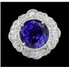 Image 2 : 14.11 ctw Round Brilliant Tanzanite And Baguette Cut (Tapered) Diamond Ring - 18