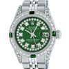 Image 2 : Rolex Ladies Stainless Steel 26MM Green Diamond Lugs Oyster Perpetual Datejust W