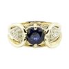 Image 2 : 2.24 ctw Round Brilliant Blue Sapphire And Diamond Ring - 14KT Yellow And White