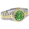 Image 7 : Rolex 2 Tone YG/SS Green Diamond Oyster Perpetual Datejust Wristwatch 36MM