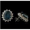 Image 1 : 14KT White Gold 17.00 ctw Blue Topaz and Diamond Earrings