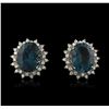 Image 2 : 14KT White Gold 17.00 ctw Blue Topaz and Diamond Earrings