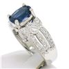 Image 3 : EGL 14k White Gold 2.78 Ctw Royal Blue Sapphire and Diamond Engagement Cocktail