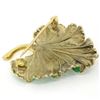 Image 6 : Unique Omega Vintage 14K Yellow Gold Green Enamel & Diamond Detailed Leaf Brooch