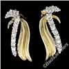 Image 2 : 14kt White and Yellow Gold 0.60 ctw Round Diamond Wing Flame Drop Earrings