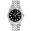 Image 2 : Rolex Mens Stainless Black Baguette Diamond Lugs Oyster Perpetual Datejust Wrist