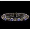 Image 1 : 14KT White Gold 7.90 ctw Tanzanite and Diamond Bracelet