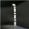 Image 4 : 14K White Gold 7.25" 1.30 ctw Round Diamond Cluster & Ribbed Link Tennis Bracele