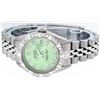 Image 8 : Rolex Ladies 26 Stainless Steel Green Pyramid Diamond Datejust Wristwatch Servic