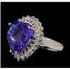 Image 1 : 10.06 ctw Tanzanite and Diamond Ring - 14KT White Gold