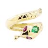 Image 1 : 0.66 ctw Emerald, Ruby, and Diamond Snake Ring - 14KT Yellow Gold