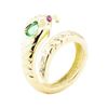 Image 4 : 0.66 ctw Emerald, Ruby, and Diamond Snake Ring - 14KT Yellow Gold