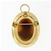 Image 5 : Vintage 14k Gold Carved Brown Agate Trojan Twisted Wire Frame Pin Brooch Pendant