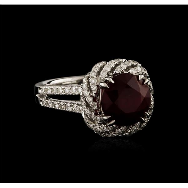 14KT White Gold 4.05 ctw Ruby and Diamond Ring