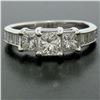 Image 2 : 14k White Gold 1.45 ctw 3 Princess Diamond Engagement Ring w/ Baguette Accents