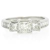 Image 8 : 14k White Gold 1.45 ctw 3 Princess Diamond Engagement Ring w/ Baguette Accents