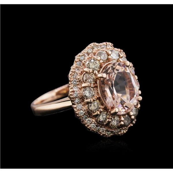 14KT Rose Gold 3.13 ctw Morganite and Diamond Ring