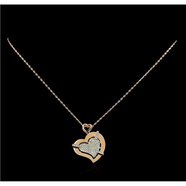 0.72 ctw Diamond Pendant With Chain - 14KT Rose Gold