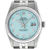 Image 2 : Rolex Mens Stainless Steel Ice Blue Diamond 36MM Datejust Wristwatch