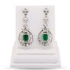 Image 1 : 2.25 ctw Emerald and 2.55 ctw Diamond 14K White Gold Earrings