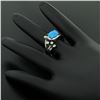 Image 2 : 14kt White Gold 1.23 ctw Cabochon Turquoise and Diamond Cocktail Ring