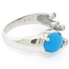 Image 7 : 14kt White Gold 1.23 ctw Cabochon Turquoise and Diamond Cocktail Ring