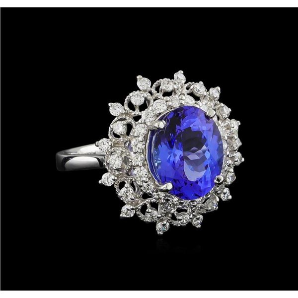 4.01 ctw Tanzanite and Diamond Ring - Platinum