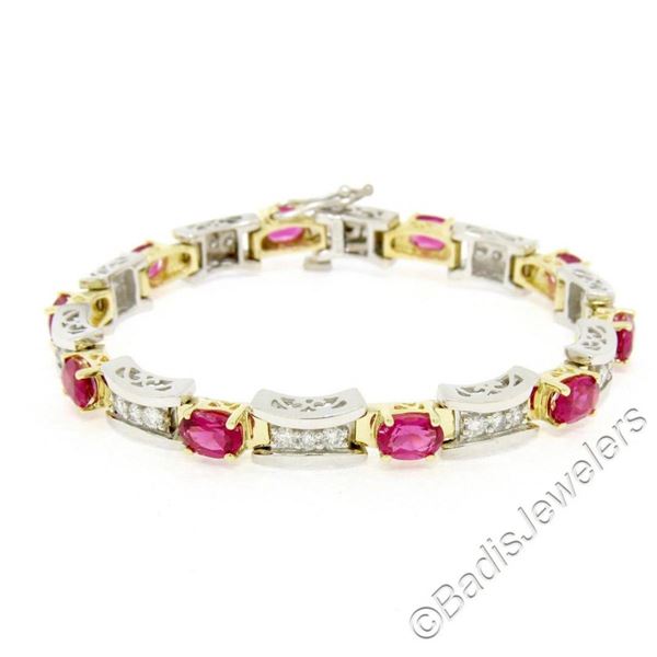 14kt White and Yellow Gold 10.60 ctw Pink Tourmaline and Diamond Statement Brace