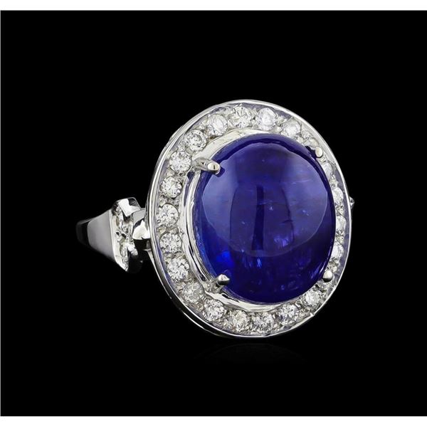 12.77 ctw Tanzanite and Diamond Ring - 14KT White Gold