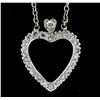 Image 1 : Antique 14k White Gold 1.00 ctw Single Cut Diamond Open Heart Pendant Necklace