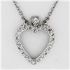 Image 2 : Antique 14k White Gold 1.00 ctw Single Cut Diamond Open Heart Pendant Necklace