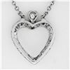 Image 5 : Antique 14k White Gold 1.00 ctw Single Cut Diamond Open Heart Pendant Necklace