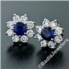 Image 2 : Sterling Silver Blue Crystal & CZ Halo Stud Earrings w/ 14kt White Gold Posts